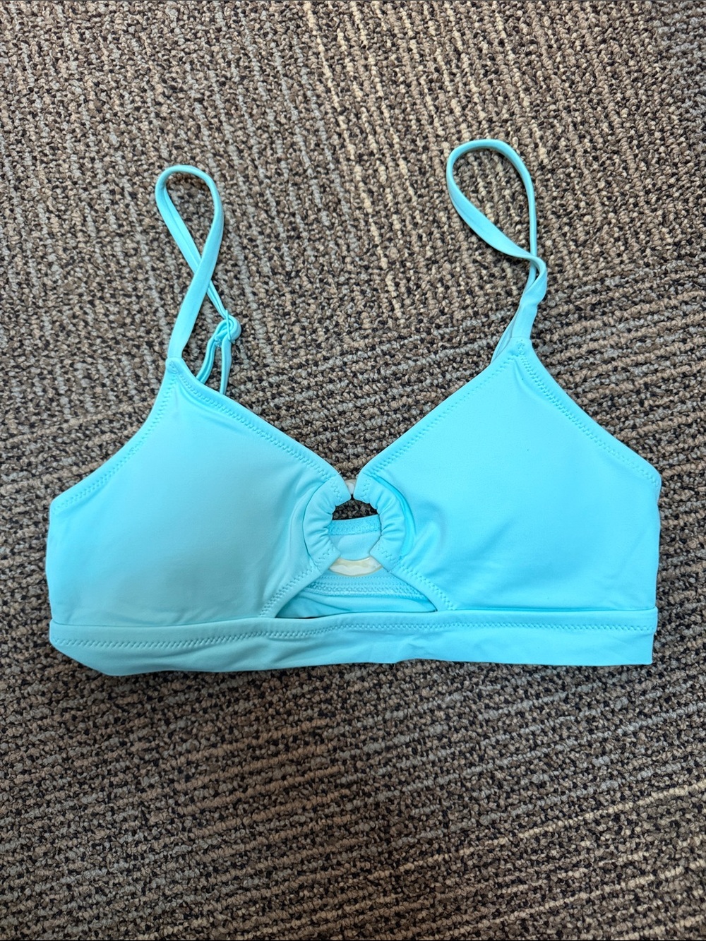 AERIE new without tags turquoise ring-front swim top